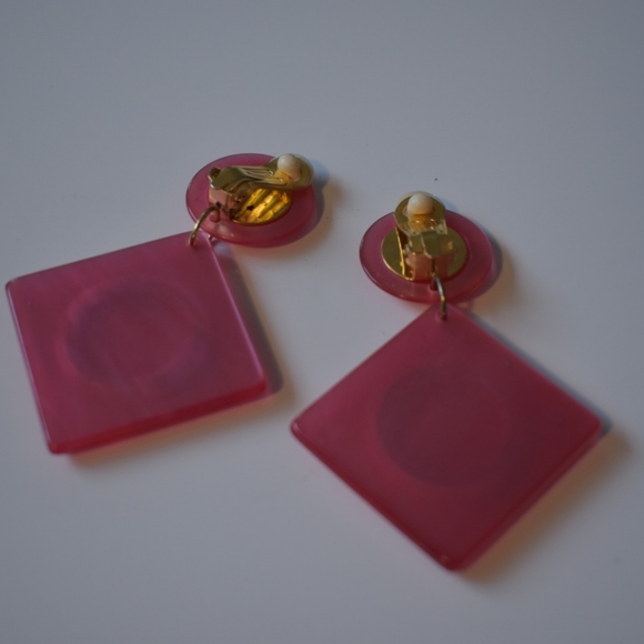 Funky Geometric Large Clip-On Earrings - Picture 5 of 5